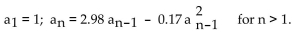 <strong>Graph the function corresponding to the sequence defined. Use the graph to decide whether the sequence converges or diverges. Suppose that an insect population density, in thousands, during year n can be modeled by the recursively defined sequence: Use technology to graph the sequence for n = 1, 2, 3, . . . , 20 . Describe what happens to the population density Function.</strong> A) The insect population increases every year. B) The insect population stabilizes near 11.65 thousand. C) The insect population stabilizes near 12.58 thousand. D) The insect population stabilizes near 8.45 thousand.