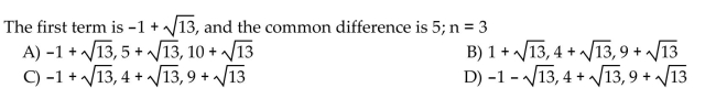 Write the first n terms of the given arithmetic sequence (the value of n is indicated in the question).
