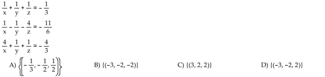 If the system has infinitely many solutions, write the solution set with x arbitrary.
