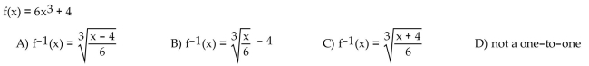 If the function is one-to-one, find its inverse. If not, write not one-to-one.
