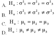 <strong>In ANOVA,an F statistic is used to test a null hypothesis such as: </strong> A)Option A B)Option B C)Option C D)Option D