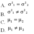 <strong>Two accounting professors decided to compare the variance of their grading procedures.To accomplish this they each graded the same 10 exams with the following results: What is H<sub>0</sub>? </strong> A)Option A B)Option B C)Option C D)Option D
