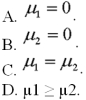 <strong>The results of a mathematics placement exam at two different campuses of Mercy College follow: What is the null hypothesis if we want to test the hypothesis that the mean score on Campus 1 is higher than on Campus 2? </strong> A)Option A B)Option B C)Option C D)Option D