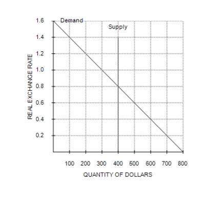 Figure 32-2   -Refer to Figure 32-2. If the real exchange rate is 1, then there is a