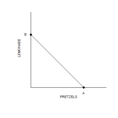 Figure 21-4 -Refer to Figure 21-4. Suppose the price of pretzels is $1, the price of lemonade is $2, the value of A is 120, and the value of B is 60. How much income does the consumer have?