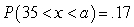 The ages of adults in a certain community follow a normal distribution with mean 38.5 and standard deviation 6.68.The random variable x represents the age of a randomly selected adult from this community.Given that ,what is a to the nearest year?
