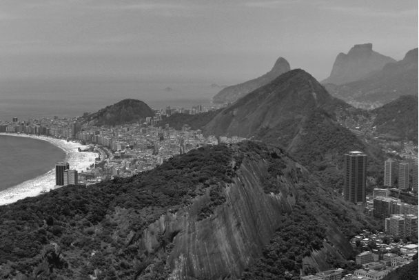 <strong>The mountains around Rio de Janeiro shown in the below image represent a landscape with </strong> A) subsidence. B) no erosion. C) low relief. D) high relief.