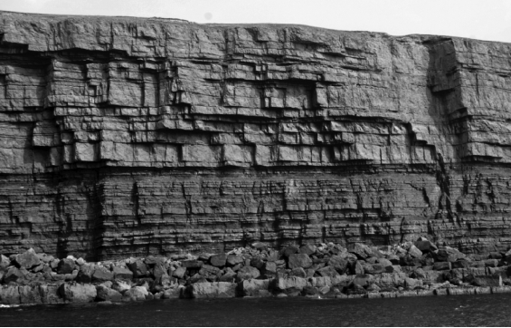 <strong>What type of phenomenon is demonstrated by the vertical lines in this picture? </strong> A) jointing B) exfoliation C) chemical weathering D) hydration