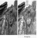 Describe the plausible geologic history of the rocks in the following photo/diagram.