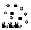 <strong>Which of the boxes below represents solid MX<sub>2</sub> in equilibrium with M<sup>2+</sup> (squares)and X− (circles)?</strong> A) B) C) D) E)