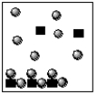 <strong>Which of the boxes below represents solid MX<sub>2</sub> in equilibrium with M<sup>2+</sup> (squares)and X− (circles)?</strong> A) B) C) D) E)