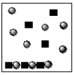 <strong>Which of the boxes below represents solid MX<sub>2</sub> in equilibrium with M<sup>2+</sup> (squares)and X− (circles)?</strong> A) B) C) D) E)