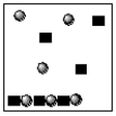 <strong>Which of the boxes below represents solid MX<sub>2</sub> in equilibrium with M<sup>2+</sup> (squares)and X− (circles)?</strong> A) B) C) D) E)