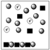 <strong>A soluble ionic species,SX,is dissolved in water.An excess of slightly soluble solid,MX,is added to the solution.Which of the boxes below represents MX in equilibrium with M<sup>+</sup> (squares)and X− (circles)in the presence of SX?</strong> A) B) C) D) E)