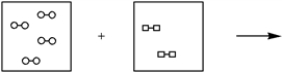 <strong>Using the laws of constant composition and the conservation of mass,complete the molecular picture of hydrogen molecules (circles)reacting with oxygen molecules (squares)to give water. </strong> A) B) C) D) E)