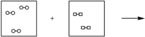 <strong>Using the laws of constant composition and the conservation of mass,complete the molecular picture of hydrogen molecules (circles)reacting with chlorine molecules (squares)to give hydrogen chloride (HCl). </strong> A) B) C) D) E) None of these are correct.