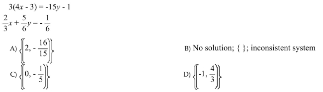 Solve the system by using any method. If a system does not have one unique solution, state whether the system is inconsistent or whether the equations are dependent.
