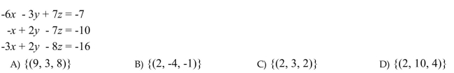 Solve the system. If a system has one unique solution, write the solution set. Otherwise, determine the number of solutions to the system, and determine whether the system is inconsistent, or the equations are dependent.