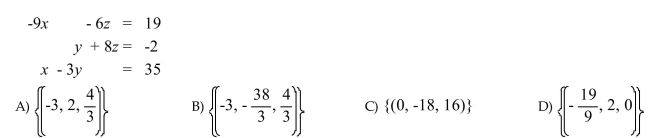 Solve the system. If a system has one unique solution, write the solution set. Otherwise, determine the number of solutions to the system, and determine whether the system is inconsistent, or the equations are dependent.