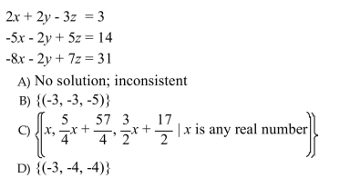 Solve the system. If there is more than one solution, write the general solution.