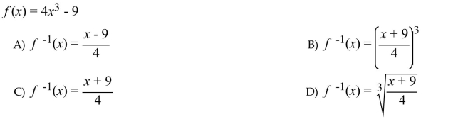 A one-to-one function is given. Write an expression for the inverse function.