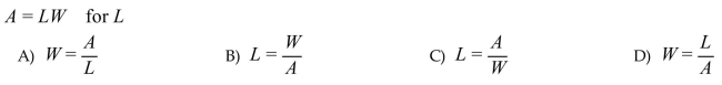 Solve for the indicated variable.