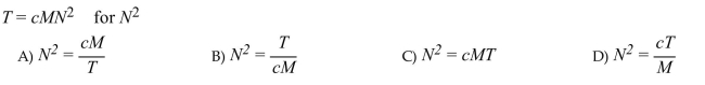 Solve for the indicated variable.