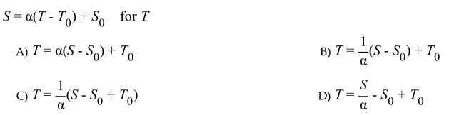 Solve for the indicated variable.