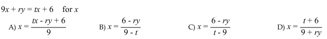 Solve for the indicated variable.