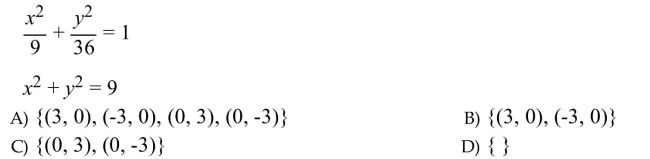 Solve the system of nonlinear equations by the addition method.