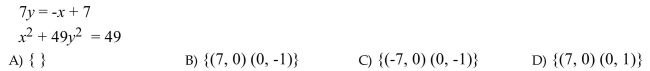 Solve the system of nonlinear equations by the addition method.