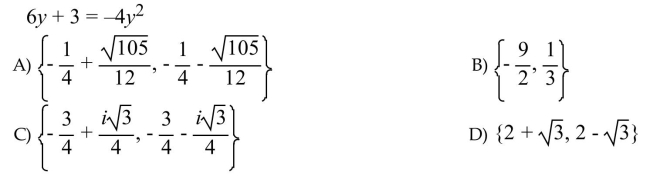 Solve the equation by using the quadratic formula.