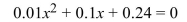 <strong>Solve the equation by using the quadratic formula. </strong> A) {-0.06, -0.04} B) {-6, -4} C) {0.06i, 0.04i} D) {4i, 6i}