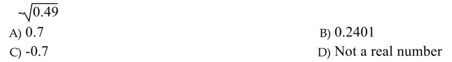 Evaluate the root without using a calculator or note that root is not a real number.