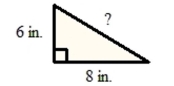 <strong>Find the length of the third side of the triangle by using the Pythagorean theorem. </strong> A) 10 in. B) 12 in. C) 14 in. D) 28 in.