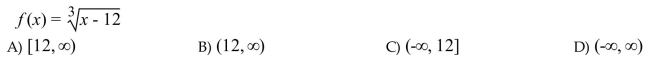 Write the domain of the function in interval notation.