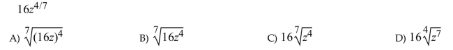 Convert the expression to radical notation.