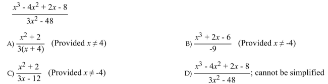 Simplify the rational expression.  <div style=padding-top: 35px> 