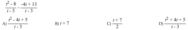 Add or subtract as indicated and simplify if possible.  <div style=padding-top: 35px> 