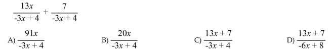 Add or subtract as indicated and simplify if possible.  <div style=padding-top: 35px> 
