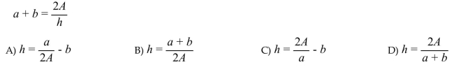 Solve for h.  <div style=padding-top: 35px> 