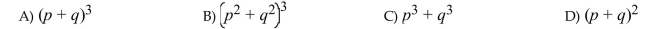 Translate from English form to algebraic form. The cube of the sum of p and q