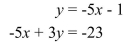 <strong>Solve by using the substitution method. </strong> A) (1, -6) B) (7, -36) C) (-1, 4) D) No solution; { }; inconsistent system