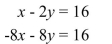 <strong>Solve by using the substitution method. </strong> A) (14, -1) B) (12, -14) C) (4, -6) D) Infinitely many solutions; ; dependent system