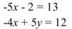 <strong>Solve by using the substitution method. </strong> A) (-3, 0) B) (0, 3) C) (0, -3) D) (3, 0)