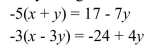 <strong>Solve by using either the addition method or the substitution method. </strong> A) (-2, -6) B) (-5, -4) C) (-7, -9) D) (-9, -14)