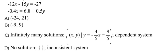 Solve the system by the addition method.