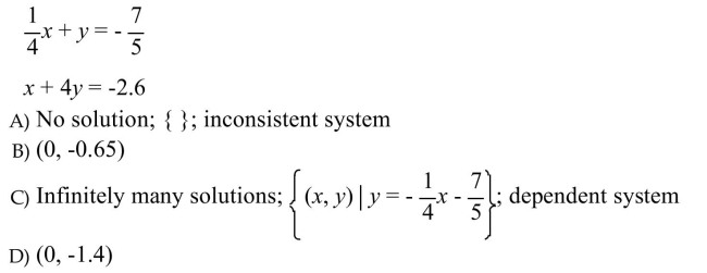 Solve the system by the addition method.