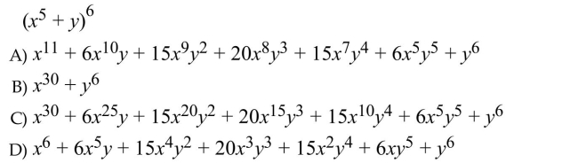 Expand the binomial. Use Pascal's triangle to find the coefficients.