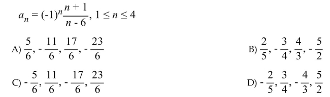 List the terms of the sequence.